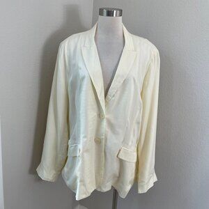 J Crew Womens Plus 22‎ Light Yellow Blazer Cupro Viscose Lightweight Jacket